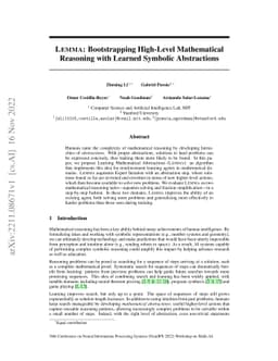 LEMMA: Bootstrapping High-Level Mathematical Reasoning with Learned
  Symbolic Abstractions