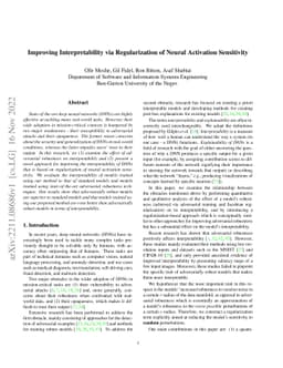 Improving Interpretability via Regularization of Neural Activation
  Sensitivity