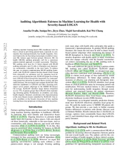 Auditing Algorithmic Fairness in Machine Learning for Health with
  Severity-Based LOGAN