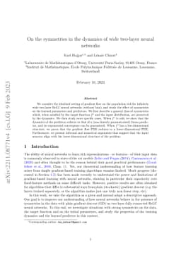 On the symmetries in the dynamics of wide two-layer neural networks