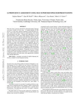 L2 proficiency assessment using self-supervised speech representations