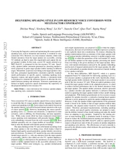 Delivering Speaking Style in Low-resource Voice Conversion with
  Multi-factor Constraints