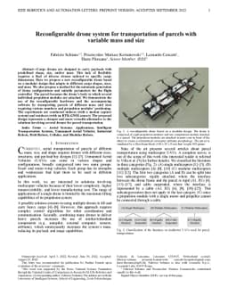 Reconfigurable Drone System for Transportation of Parcels With Variable
  Mass and Size
