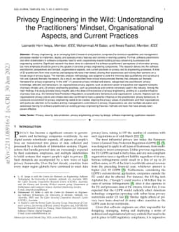Privacy Engineering in the Wild: Understanding the Practitioners'
  Mindset, Organisational Aspects, and Current Practices
