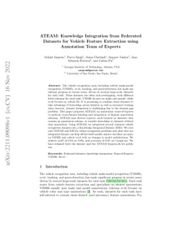 ATEAM: Knowledge Integration from Federated Datasets for Vehicle Feature
  Extraction using Annotation Team of Experts