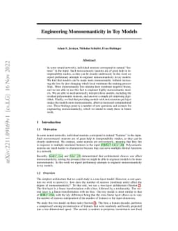 Engineering Monosemanticity in Toy Models