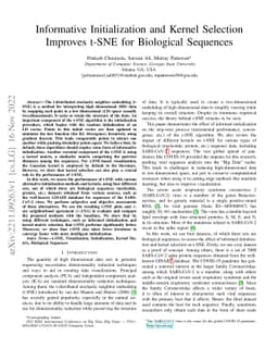 Informative Initialization and Kernel Selection Improves t-SNE for
  Biological Sequences