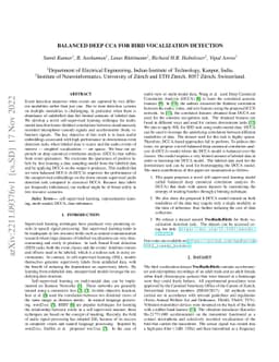 Balanced Deep CCA for Bird Vocalization Detection
