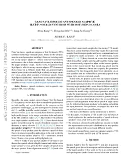Grad-StyleSpeech: Any-speaker Adaptive Text-to-Speech Synthesis with
  Diffusion Models