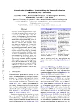 Consultation Checklists: Standardising the Human Evaluation of Medical
  Note Generation