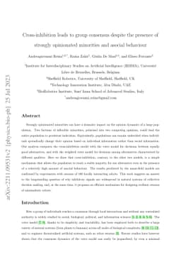 Cross-inhibition leads to group consensus despite the presence of
  strongly opinionated minorities and asocial behaviour