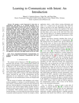 Learning to Communicate with Intent: An Introduction