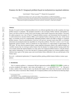 Features for the 0-1 knapsack problem based on inclusionwise maximal
  solutions