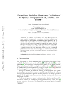 Data-driven Real-time Short-term Prediction of Air Quality: Comparison
  of ES, ARIMA, and LSTM