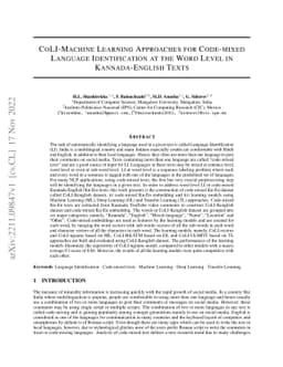 CoLI-Machine Learning Approaches for Code-mixed Language Identification
  at the Word Level in Kannada-English Texts