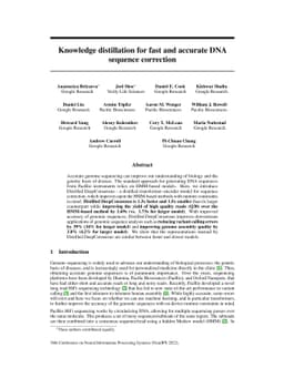 Knowledge distillation for fast and accurate DNA sequence correction