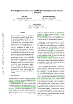 Reducing Hallucinations in Neural Machine Translation with Feature
  Attribution