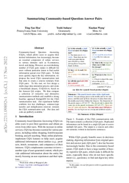 Summarizing Community-based Question-Answer Pairs