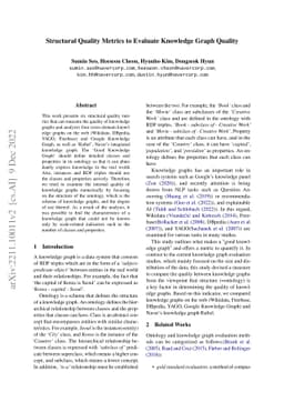 Structural Quality Metrics to Evaluate Knowledge Graphs