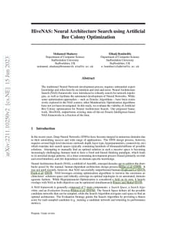 HiveNAS: Neural Architecture Search using Artificial Bee Colony
  Optimization