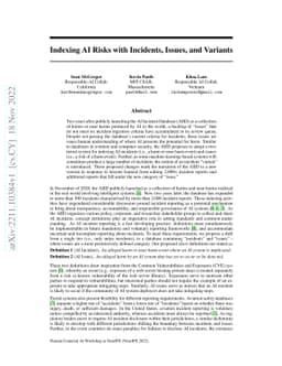Indexing AI Risks with Incidents, Issues, and Variants