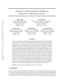 A Neural Active Inference Model of Perceptual-Motor Learning