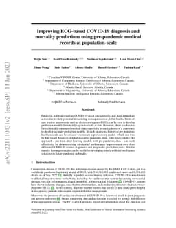Improving ECG-based COVID-19 diagnosis and mortality predictions using
  pre-pandemic medical records at population-scale