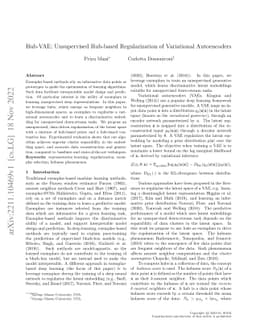 Hub-VAE: Unsupervised Hub-based Regularization of Variational
  Autoencoders