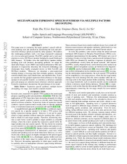 Multi-Speaker Expressive Speech Synthesis via Multiple Factors
  Decoupling