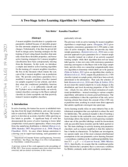 A Two-Stage Active Learning Algorithm for $k$-Nearest Neighbors
