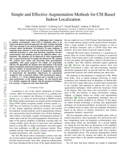 Simple and Effective Augmentation Methods for CSI Based Indoor
  Localization