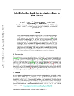 Joint Embedding Predictive Architectures Focus on Slow Features