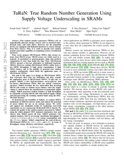 TuRaN: True Random Number Generation Using Supply Voltage Underscaling
  in SRAMs