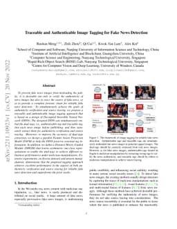 Traceable and Authenticable Image Tagging for Fake News Detection