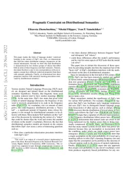 Pragmatic Constraint on Distributional Semantics