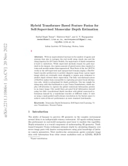 Hybrid Transformer Based Feature Fusion for Self-Supervised Monocular
  Depth Estimation