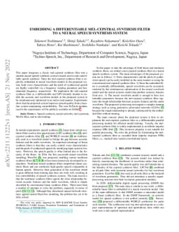 Embedding a Differentiable Mel-cepstral Synthesis Filter to a Neural
  Speech Synthesis System