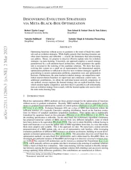 Discovering Evolution Strategies via Meta-Black-Box Optimization