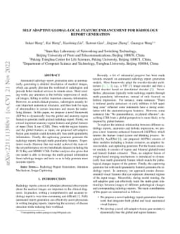 Self adaptive global-local feature enhancement for radiology report
  generation