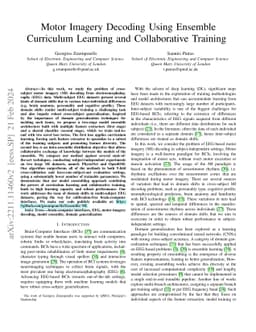 Motor Imagery Decoding Using Ensemble Curriculum Learning and
  Collaborative Training