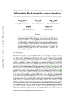 Differentiable Physics-based Greenhouse Simulation