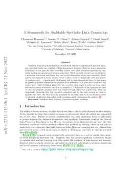A Framework for Auditable Synthetic Data Generation