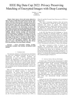 IEEE Big Data Cup 2022: Privacy Preserving Matching of Encrypted Images
  with Deep Learning