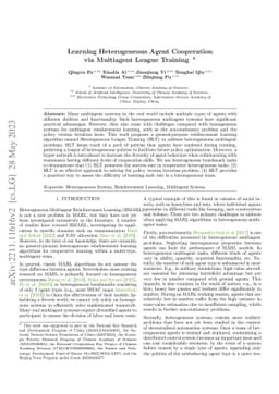 Learning Heterogeneous Agent Cooperation via Multiagent League Training
