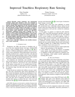 Improved Touchless Respiratory Rate Sensing