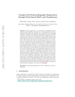Unsupervised Echocardiography Registration through Patch-based MLPs and
  Transformers