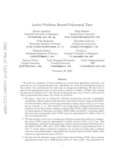 Lattice Problems Beyond Polynomial Time