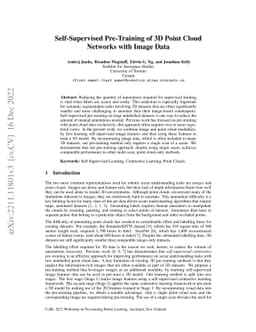Self-Supervised Pre-training of 3D Point Cloud Networks with Image Data
