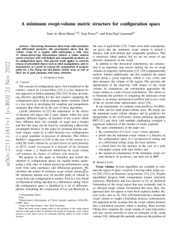 A minimum swept-volume metric structure for configuration space