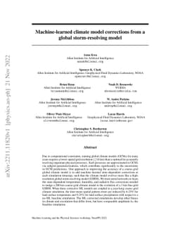 Machine-learned climate model corrections from a global storm-resolving
  model